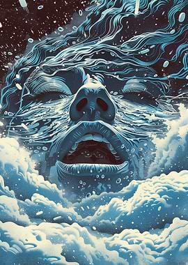 Watery Face Abstract Art