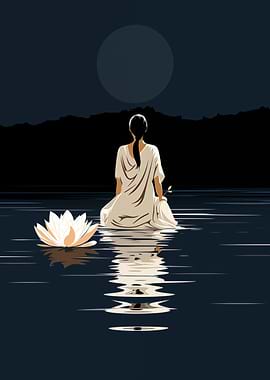 Woman by the Moonlit Lake
