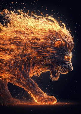 Fiery Lion Poster
