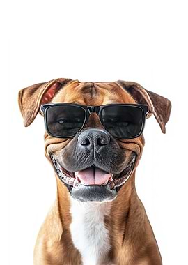 Cool Boxer Dog with Sunglasses