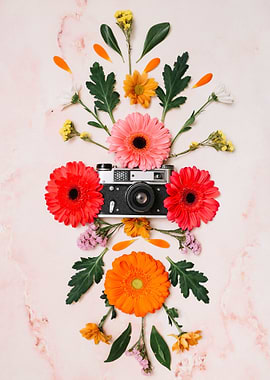 Vintage Camera with Flowers