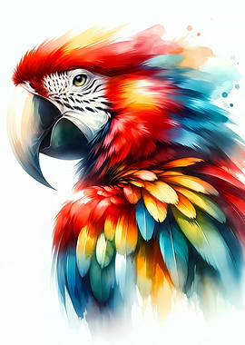 Watercolor Macaw Portrait