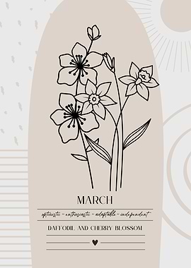 March Birth Flower Daffodil Cherry Blossom