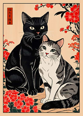 Love Cat Japanese Art