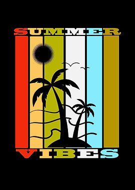Summer Vibes Palm Tree Graphic