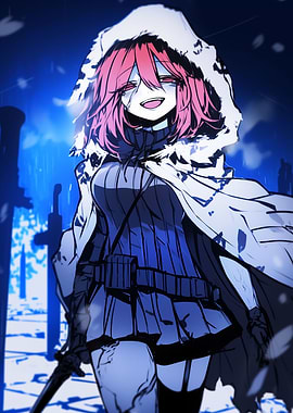 Anime Girl in White Hood