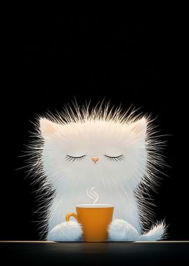 Cute Cat with Coffee