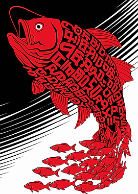 Red Fish Typography Art