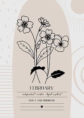 February Birth Flower Viola Violet Primrose