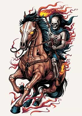 Fiery Skeleton Rider on a Galloping Horse