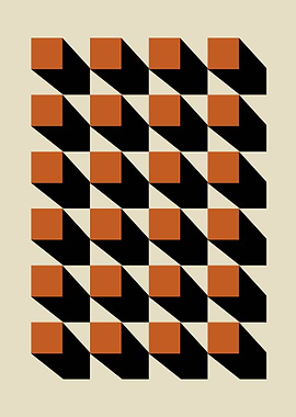 Geometric Orange and Black Pattern