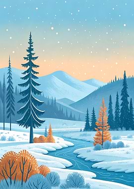 Winter River Landscape