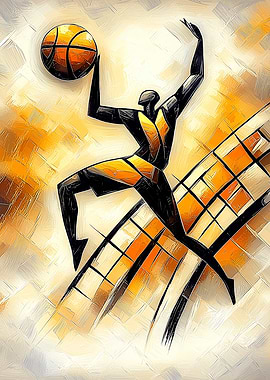 Dynamic Cubist Basketball Player in Motion