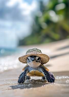 Sea Turtle in a Hat