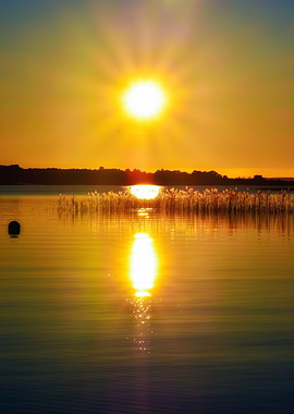 Golden Sunset Over Lake
