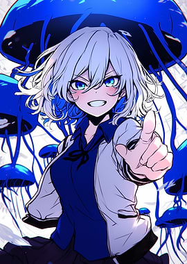 Anime Girl with Blue Jellyfish