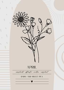 April Birth Month Flower Daisy Sweet Pea