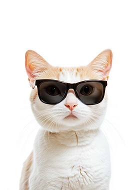 Cool Turkish Van Cat in Sunglasses