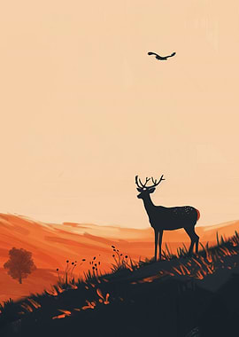 Deer Silhouette Sunset
