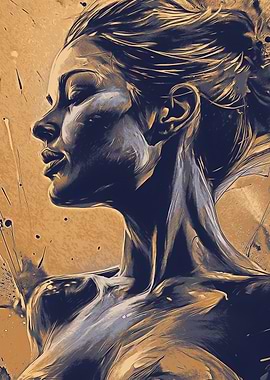 Woman in Blue and Gold