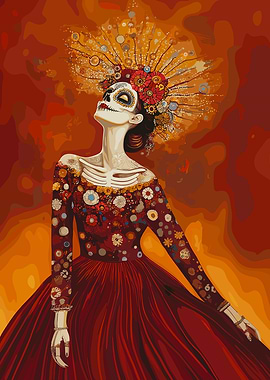 Day of the Dead Woman in Red