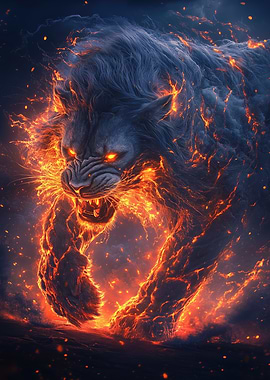 Fiery Black Lion