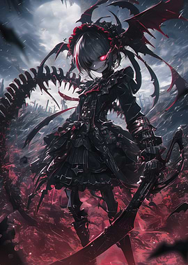 Dark Anime Girl with Wings