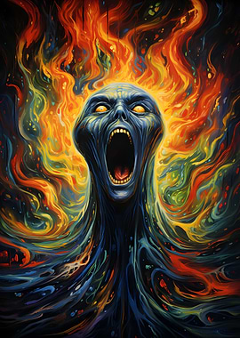 Screaming Face in Flames