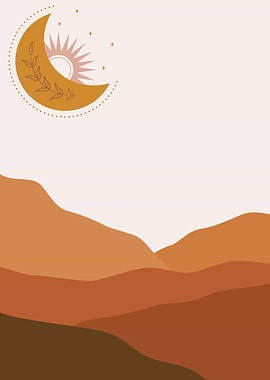 Minimalist Boho Mountain Landscape