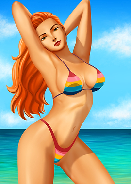 Woman in Rainbow Bikini
