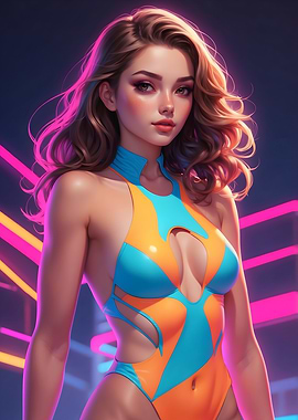 Cyberpunk Woman in Neon Lights