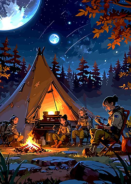 Campfire Under the Stars