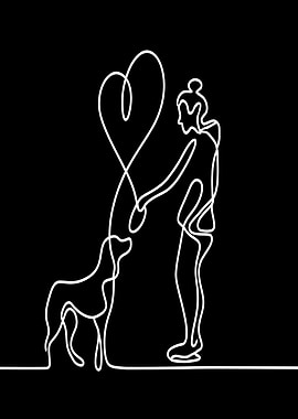 One Line Dog & Owner