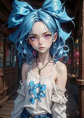 Anime Girl with Blue Hair