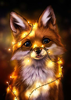 Fox with Fairy Lights