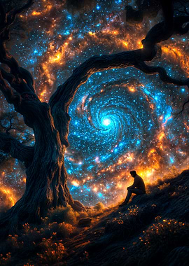 Starry Night with Tree