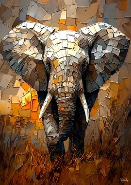 Majestic Elephant in Dynamic Impasto Art
