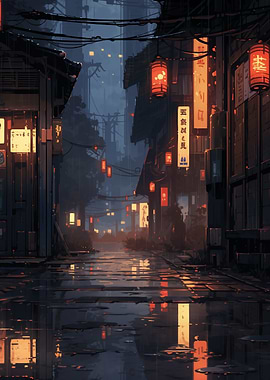 Rainy Japanese Street