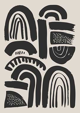 Bold Abstract Arch Patterns in Black and Beige