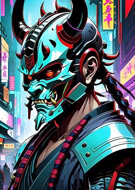 Cyberpunk Oni Warrior