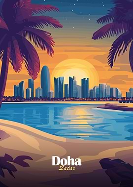 Doha Skyline Sunset