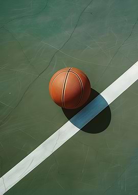 Basketball on green Court