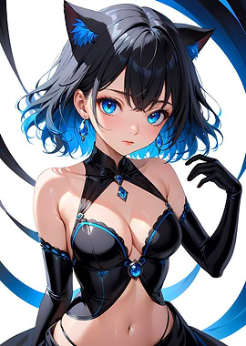Anime Girl with Cat Ears - Blue Series Collection 03