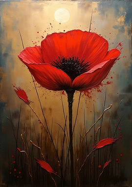 Red Poppy Painting