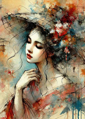 Watercolor Portrait of Woman