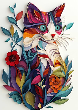 Paper Cat in Bloom