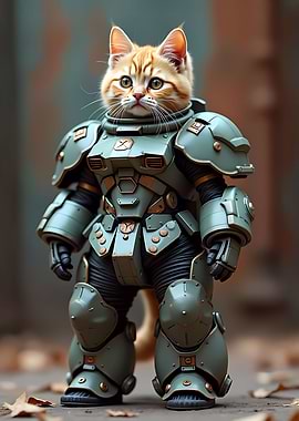 Funny Cat in Power Heavy Battle Armor