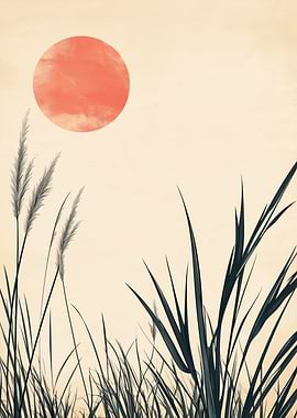 Sunset Grass Silhouette