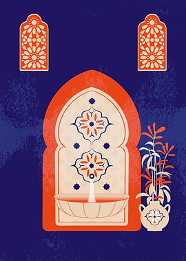 Moroccan Archway with Fountain