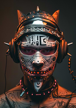 Cyberpunk Mask with Headphones